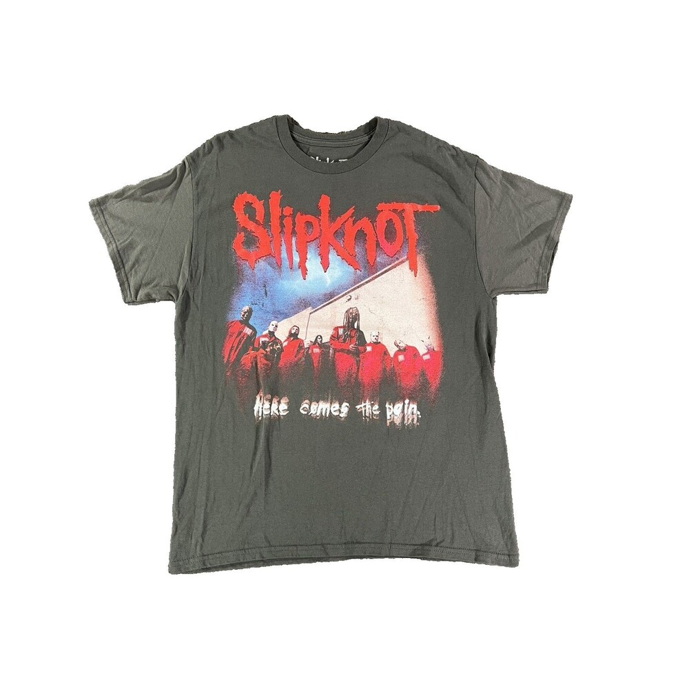 Slipknot Here Comes The Pain Tour T-Shirt Gray 2024 Original Rock Music Large